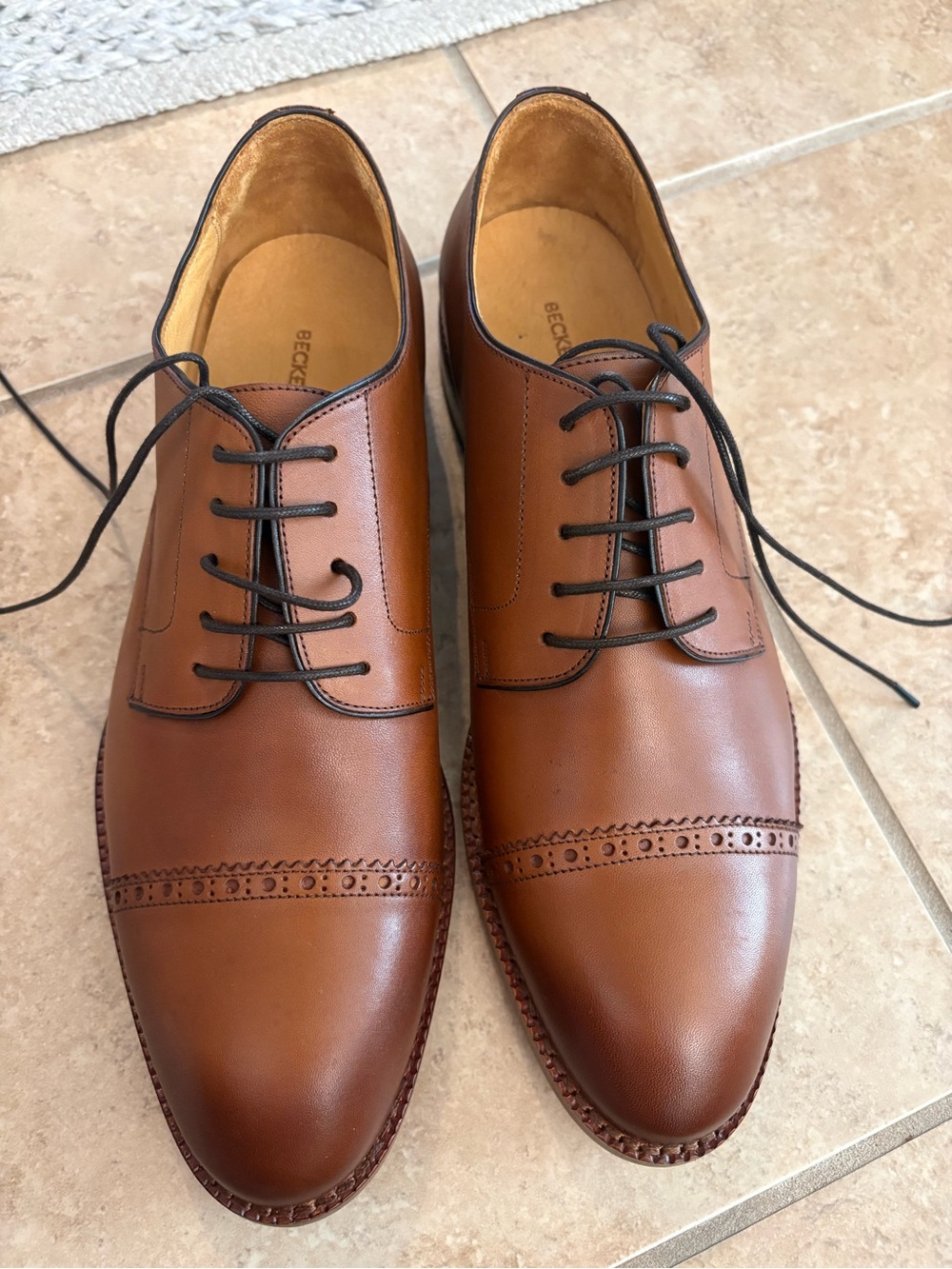 Beckett Simonon Brown Leather Cap-Toe Oxfords